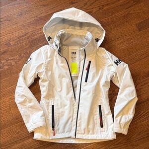Size XS Helly Hansen Women's White Crew Hooded Midlayer ski coat Jacket